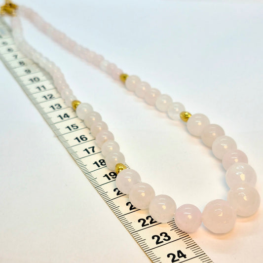 Natural Rose Quartz Necklace Choker in 8-12mm Stones