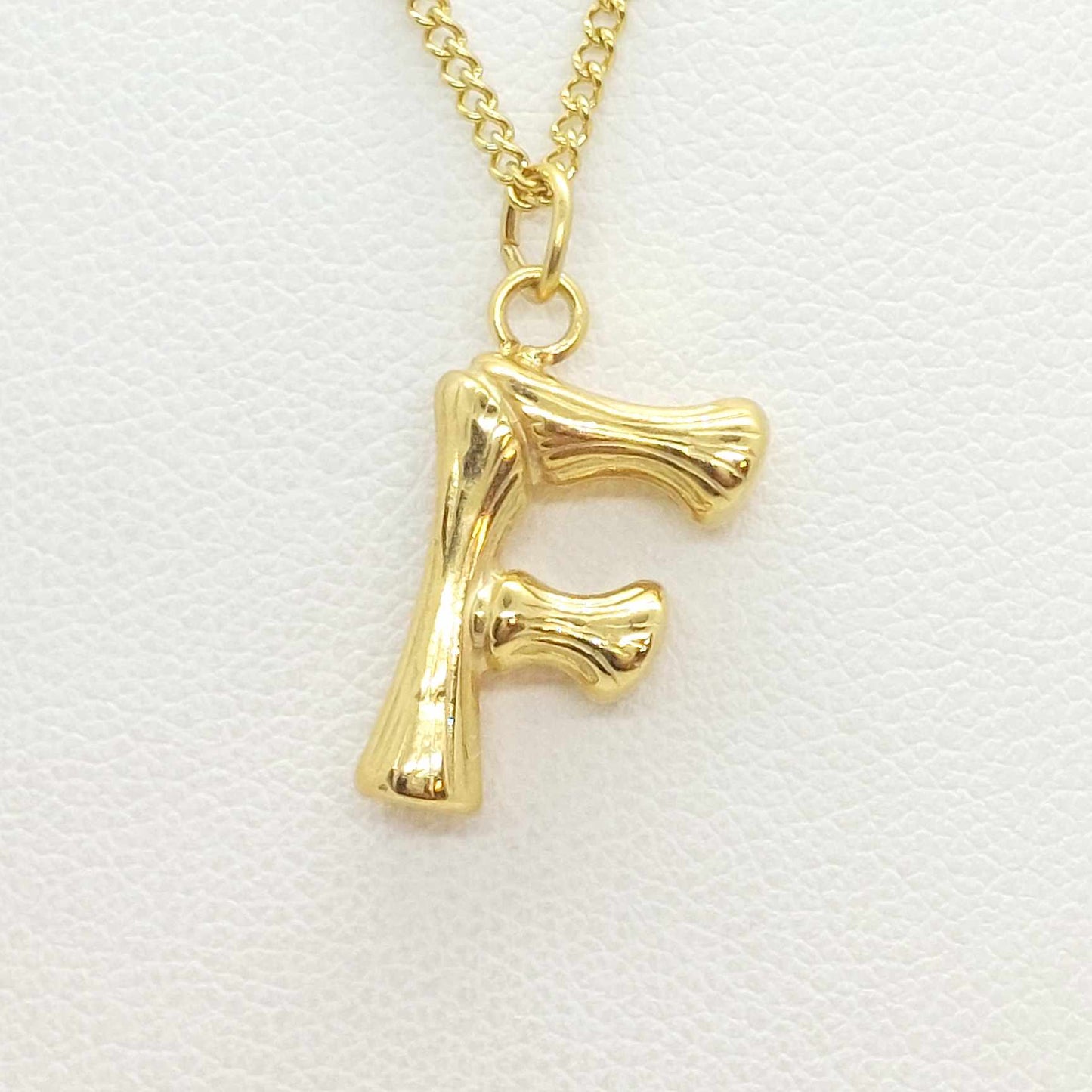 Initial K in Wood Design Pendant with Stainless Steel Chain Necklace