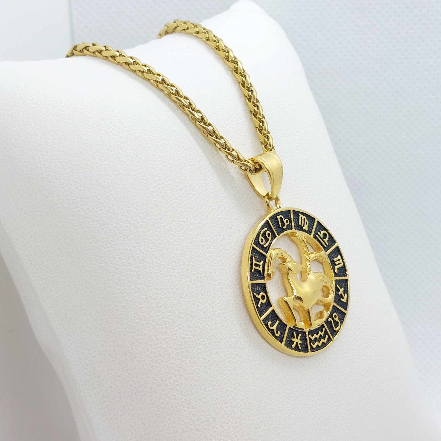 Capricorn Star Sign Pendant with Gold Plated Stainless Steel Chain Necklace