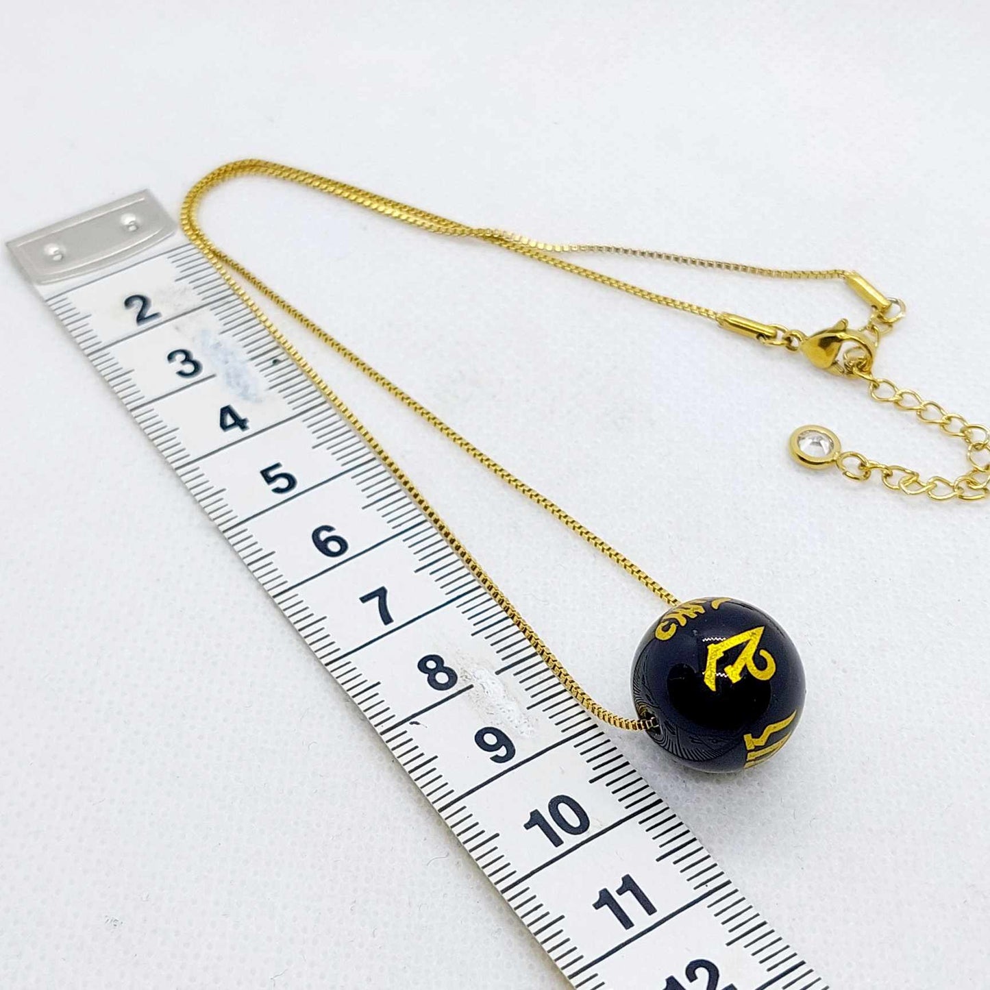 Natural Obsidian Choker Pendant with Gold Plated Stainless Steel Chain Necklace