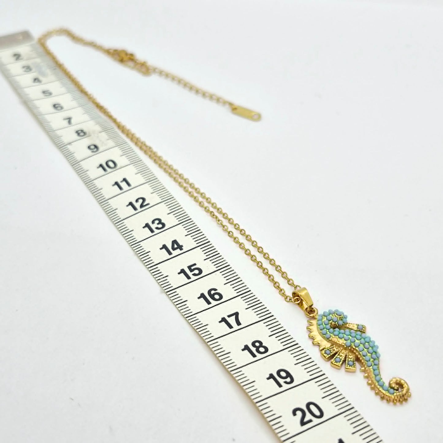 Turquoise Seahorse Pendant with Gold Plated Stainless Steel Chain Necklace