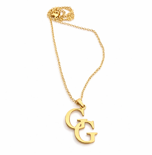 Customise your own - Two Initial Pendant In Stainless Steel with Chain Necklace