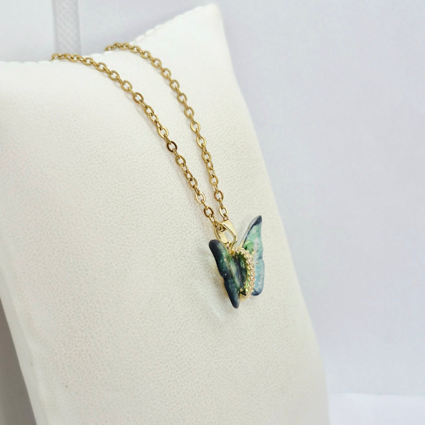 Butterfly Pendant with Gold Plated Stainless Steel Chain Necklace