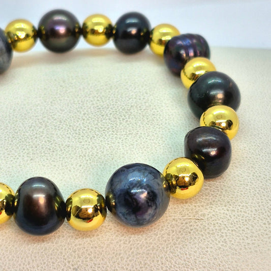 Natural Irregular sized Peacock Pearl Bracelet