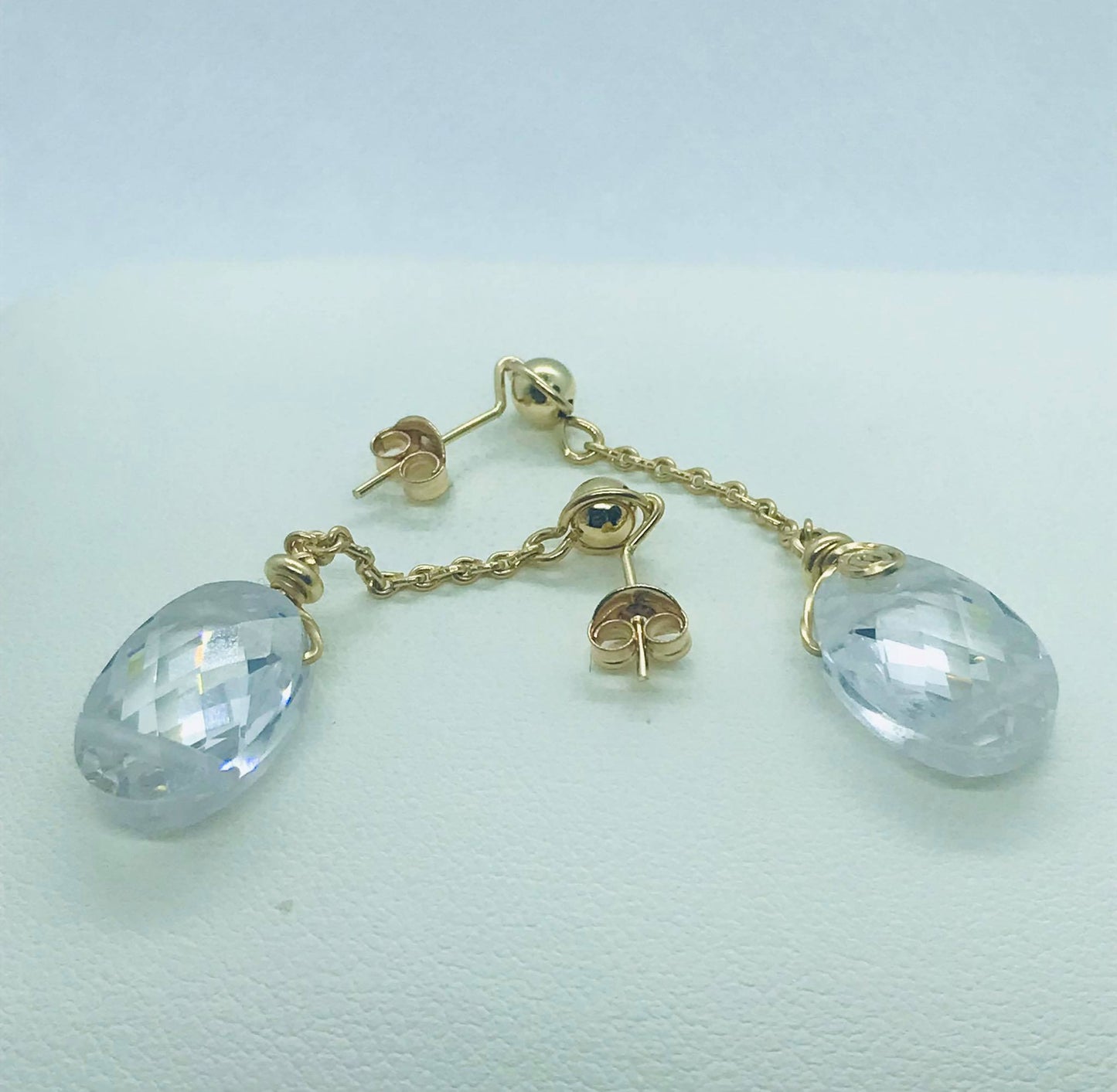 White Crystal Jewelry Set in Solid 10K Gold