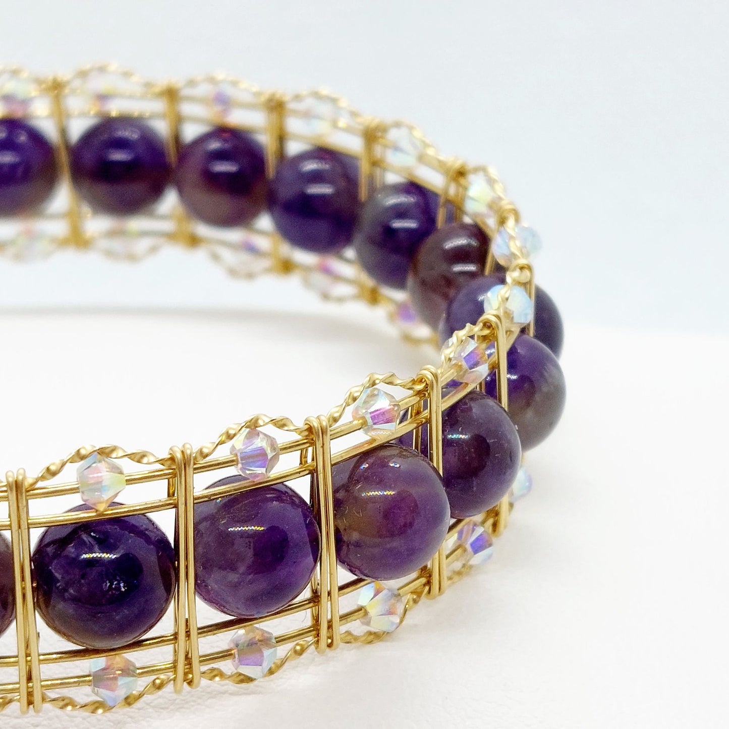 Natural Amethyst with Swarovski Crystals Jewelry Set in 10K Gold