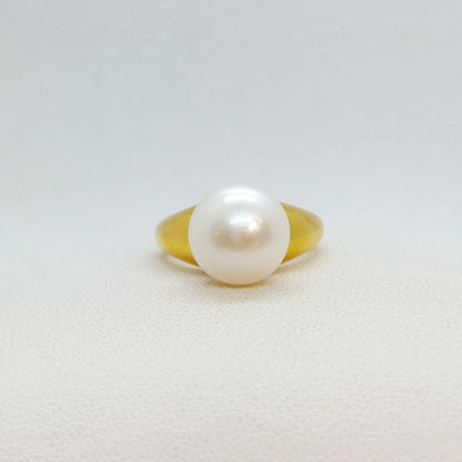 Natural Pearl Ring in Gold Plated Stainless Steel