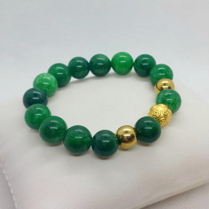 Natural Chinese Jade Bracelet in 10 and 12m Stones