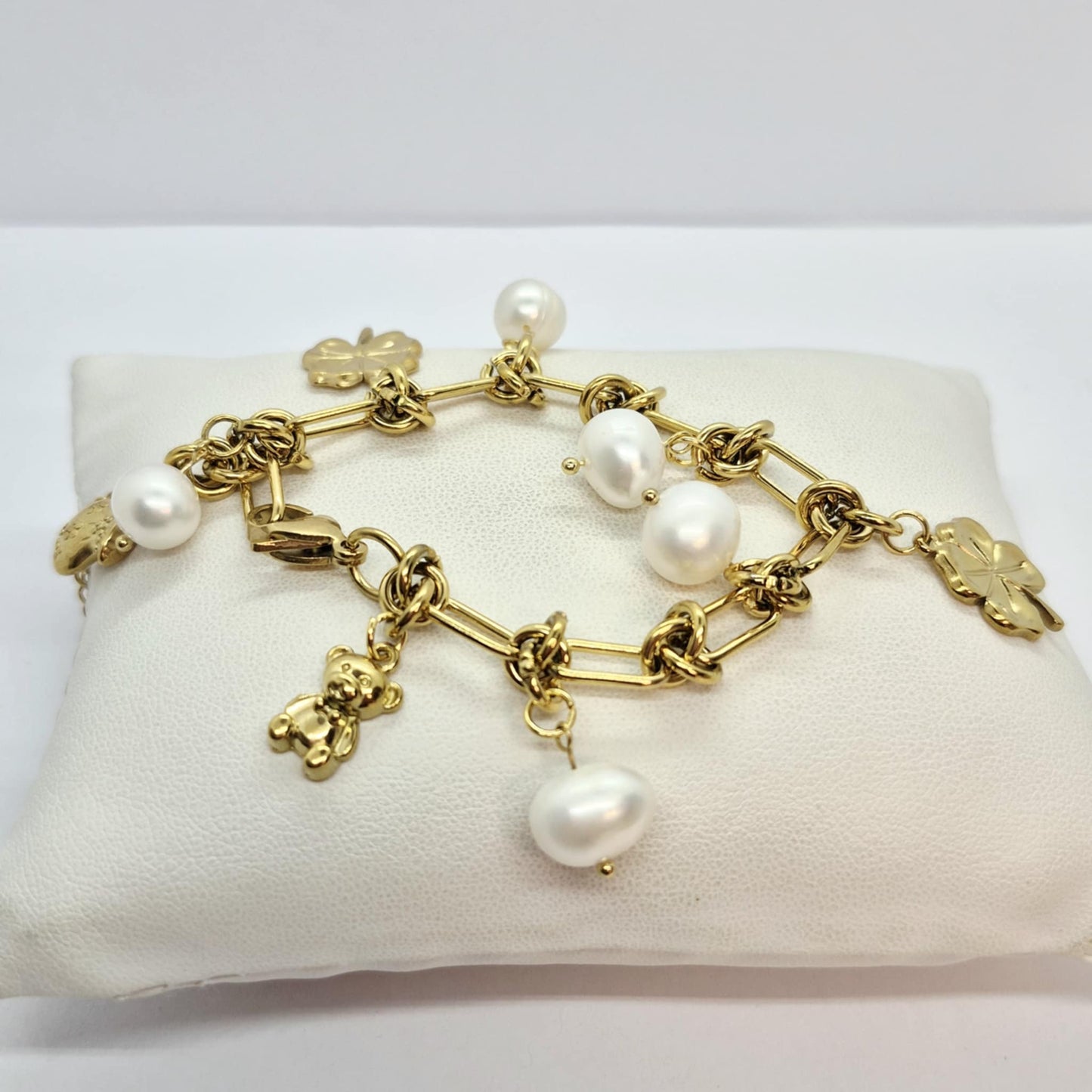 Natural Stone Bracelet with Pearls 11mm Stones