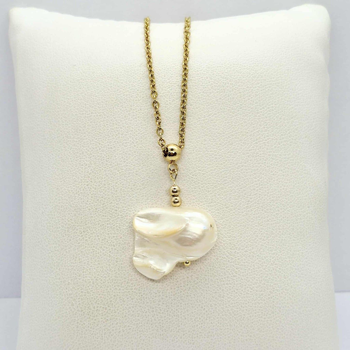 Natural Baroque Pearl Pendant with Stainless Steel Gold Plated Chain Necklace
