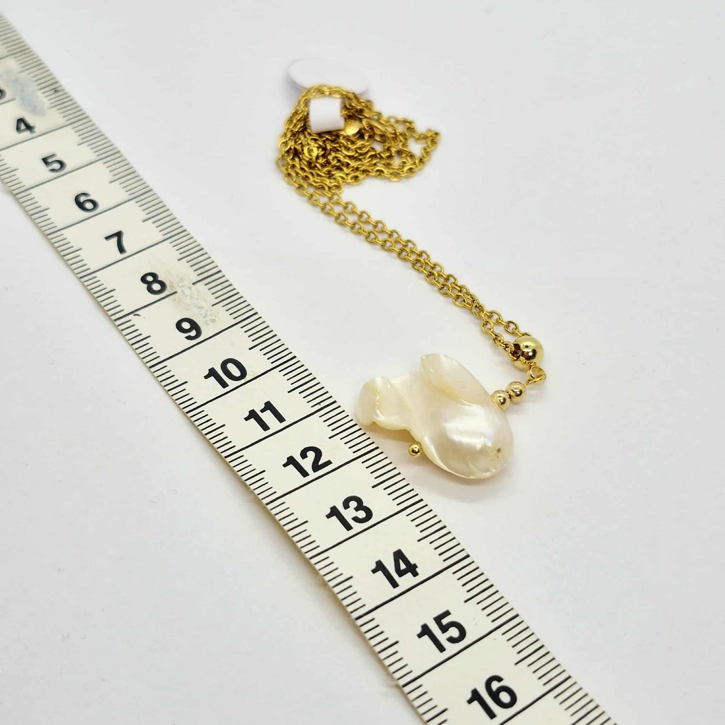 Natural Baroque Pearl Pendant with Stainless Steel Gold Plated Chain Necklace