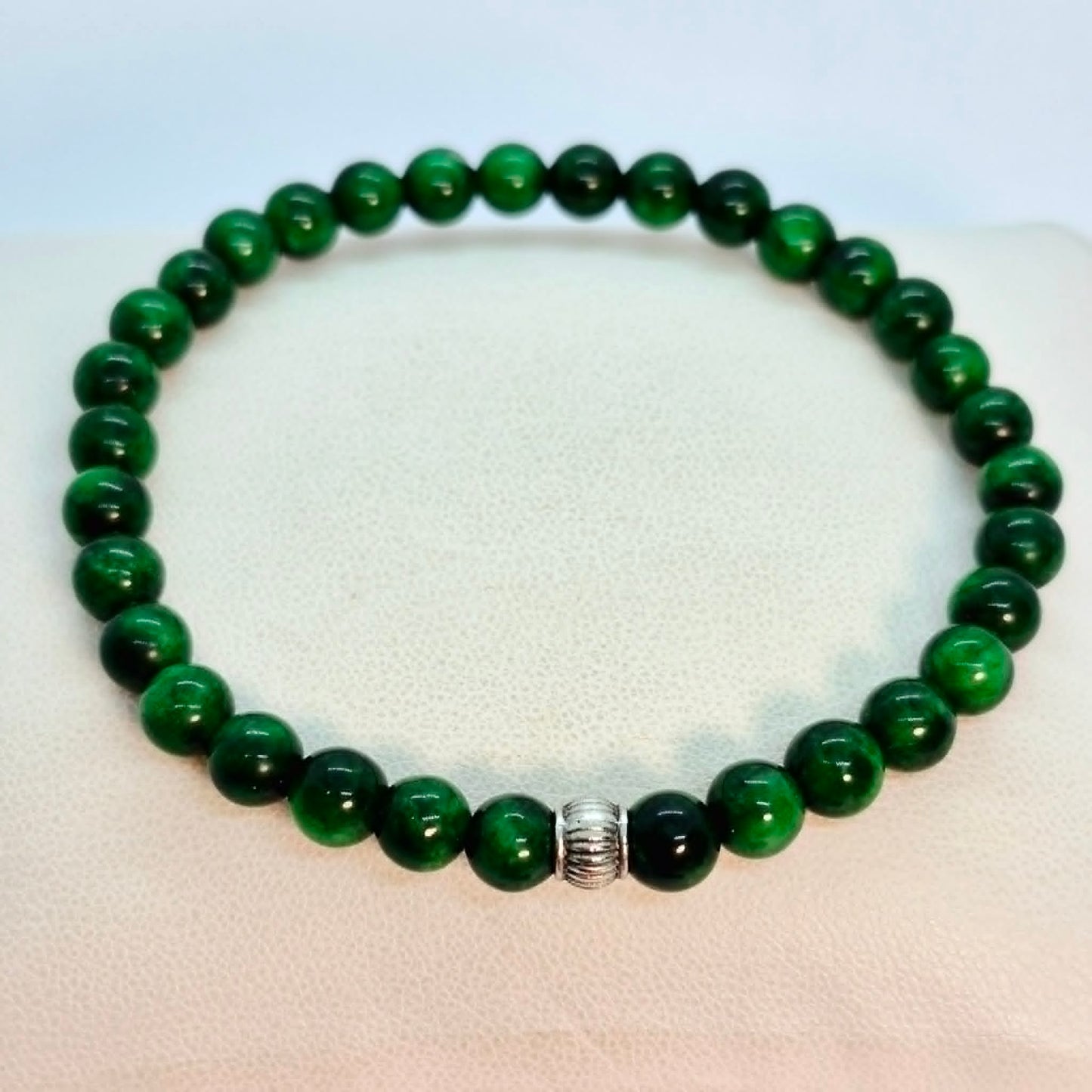 Natural South China Jade Bracelet in 4 and 6mm Stones for Men