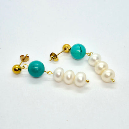 Natural Turquoise and Pearl Set 10mm Stones