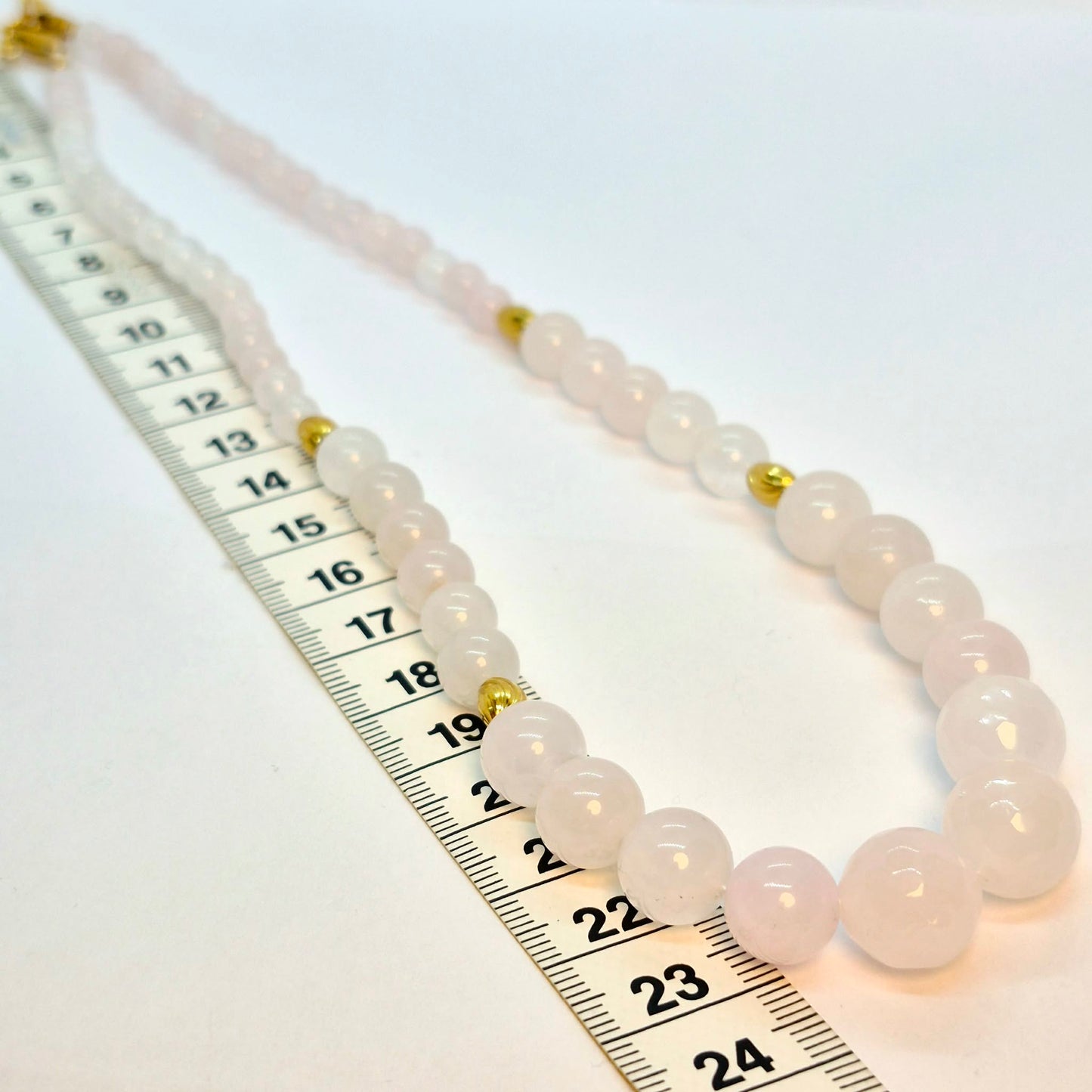 Natural Rose Quartz Necklace Choker in 8-12mm Stones
