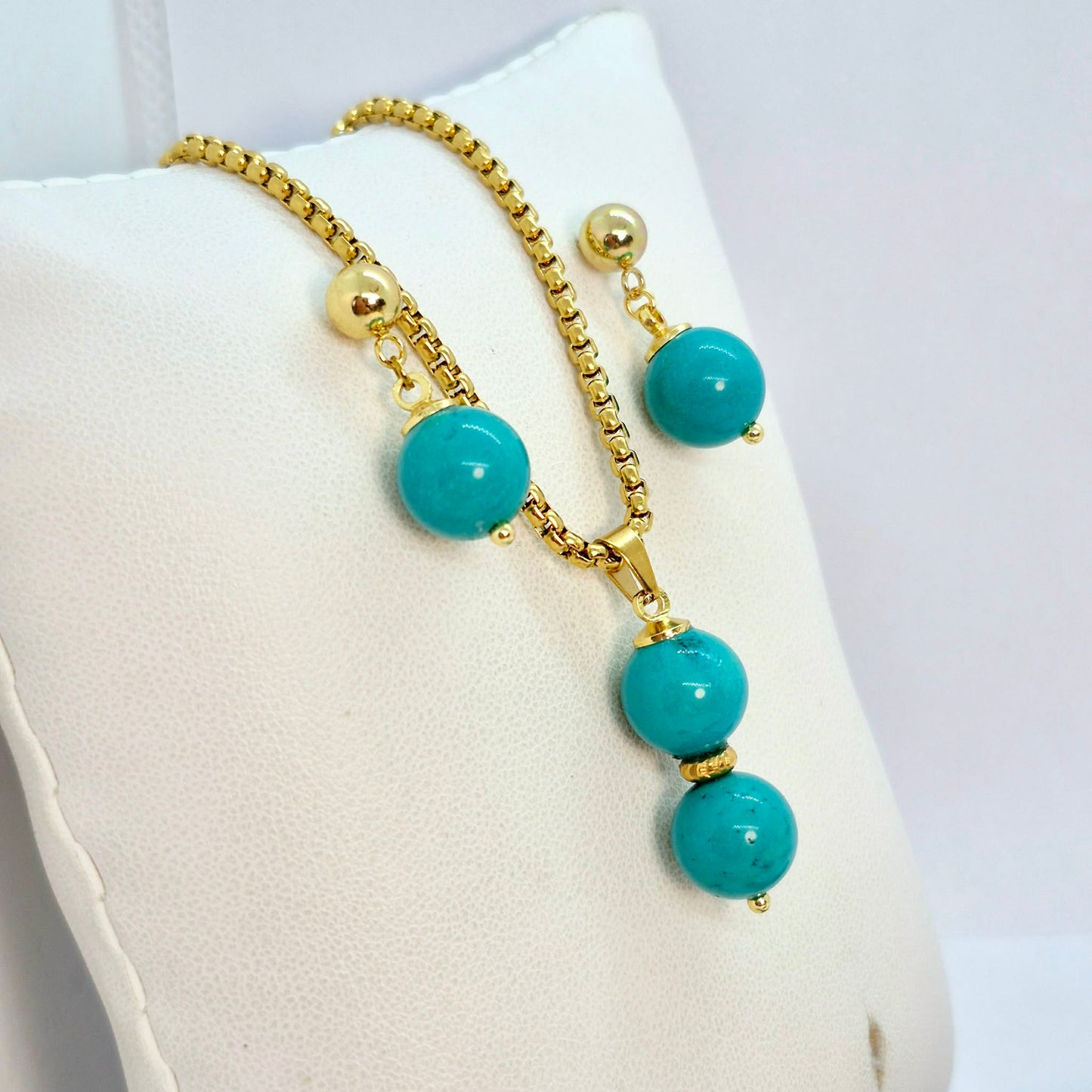 Natural Turquoise Mini Set in Gold Plated Stainless Steel