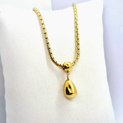 Raindrop Pendant Necklace in Gold Plated Stainless Steel
