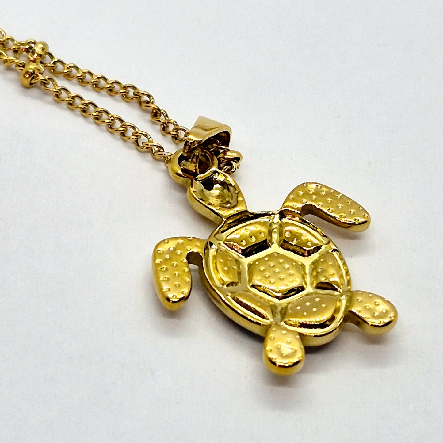 Turtle Pendant with Chain Necklace in Gold Platted Stainless Steel