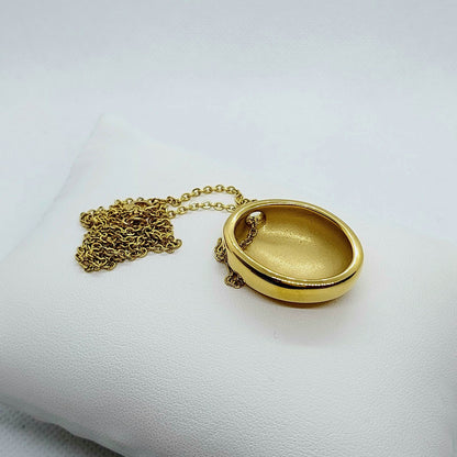 Oval Pendant Necklace in Stainless Steel Gold Plated