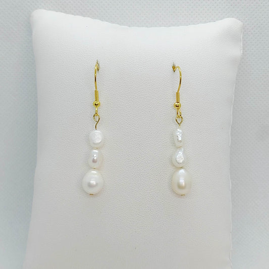 Natural Freshwater Pearls Dangle Earrings with Irregular Pearls in Gold Plated Stainless Steel