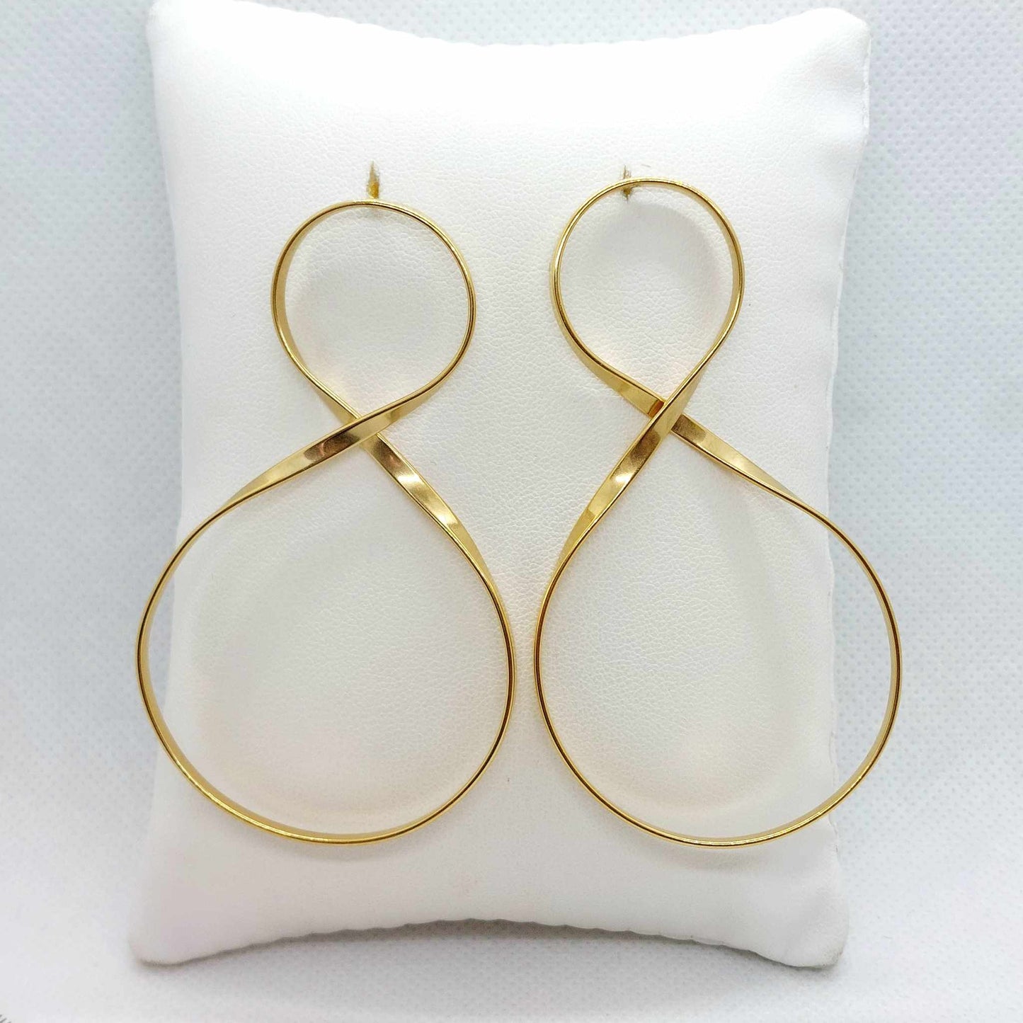 Extra Large Infinity Stud Earrings Stainless Steel Gold Plated