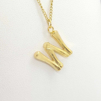 Initial K in Wood Design Pendant with Stainless Steel Chain Necklace