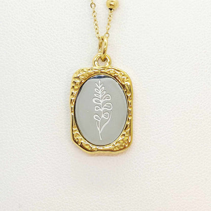 Gladiolus the Flower of the Month August Pendant with Stainless Steel Chain Necklace