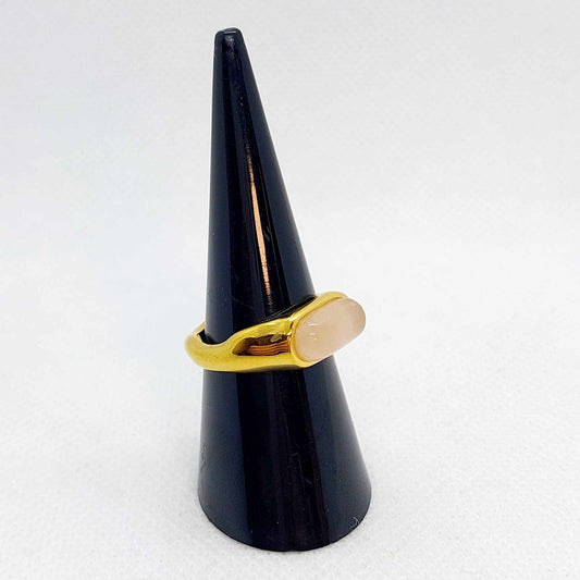 Natural Rose Quartz Ring in Stainless Steel Gold Plated