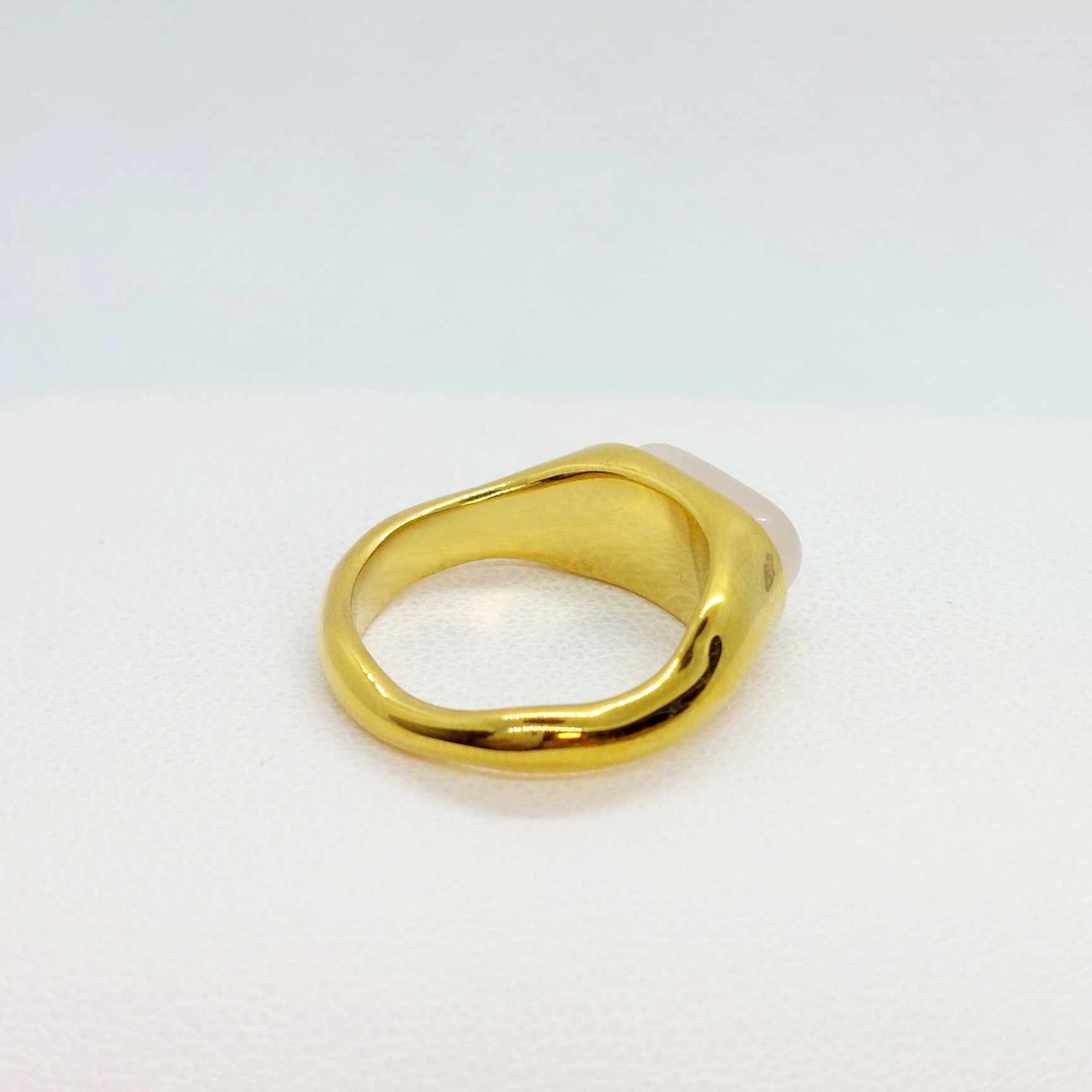 Natural Rose Quartz Ring in Stainless Steel Gold Plated