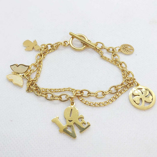 Lucky Charm Bracelet in Stainless Steel Gold Plated