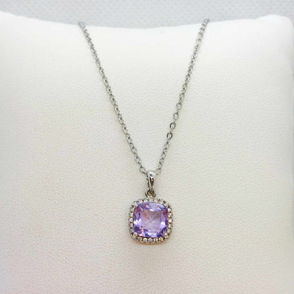 Natural Amethyst Drop Earrings in Sterling Silver
