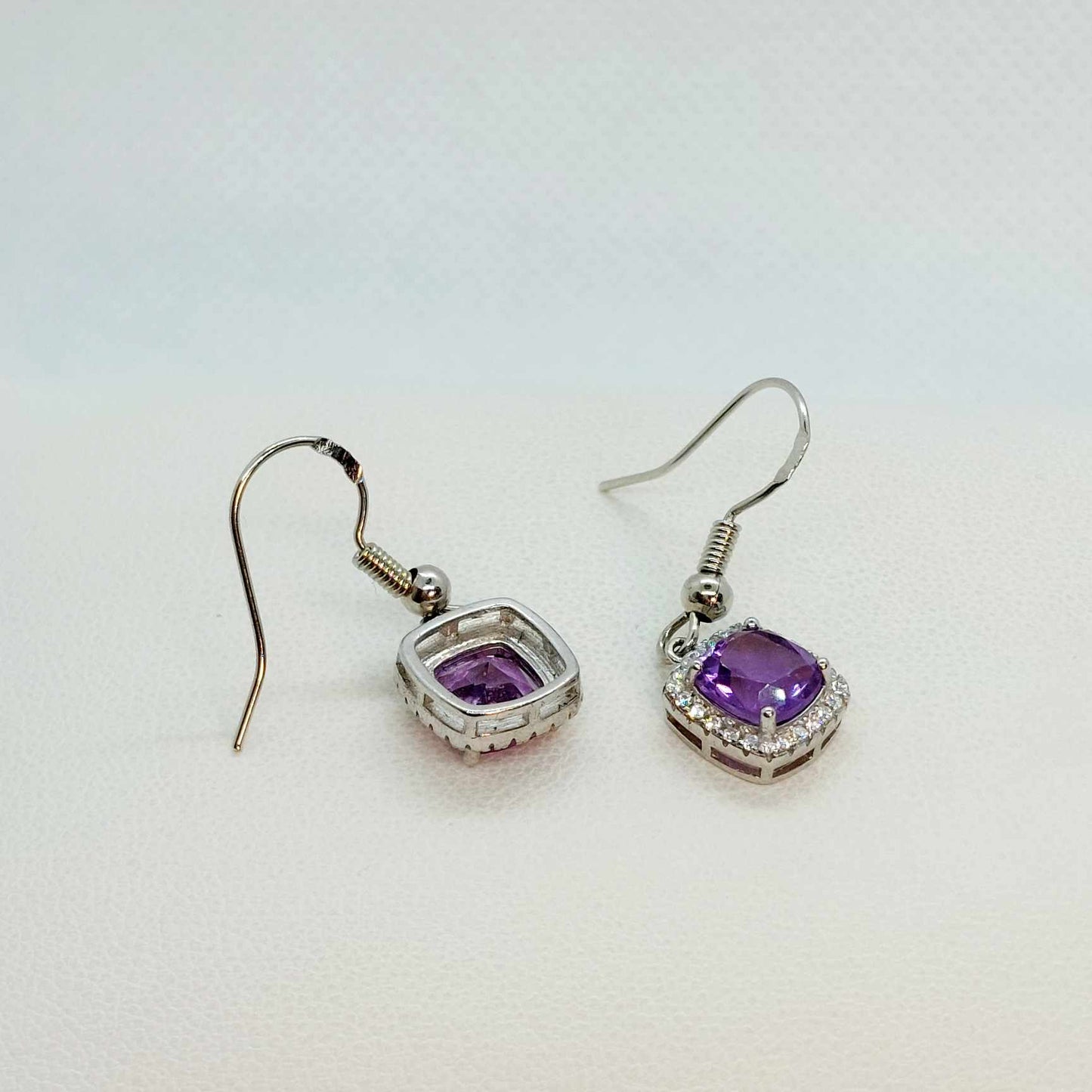 Natural Amethyst Pendant with Zircon with Stainless Steel Chain