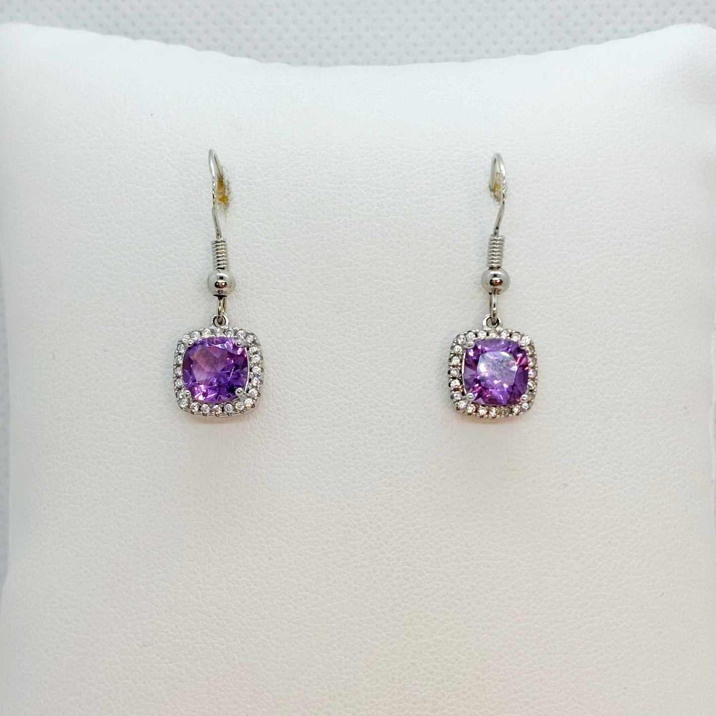 Natural Amethyst Pendant with Zircon with Stainless Steel Chain