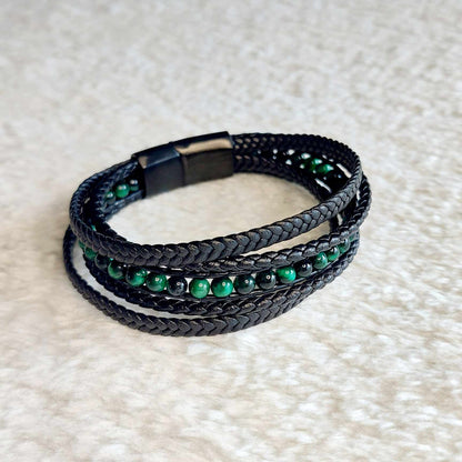 Multi Strap with Tiger Eye Leather Bracelets for Men