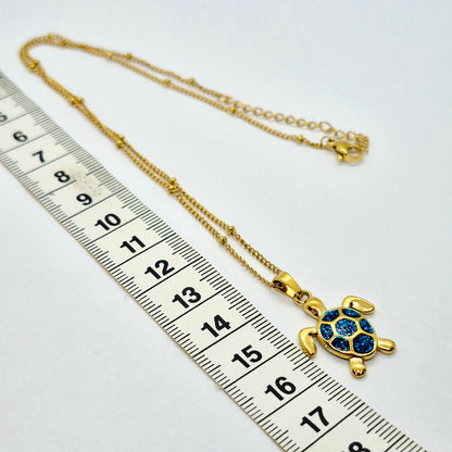 Turtle Pendant with Chain Necklace in Gold Platted Stainless Steel