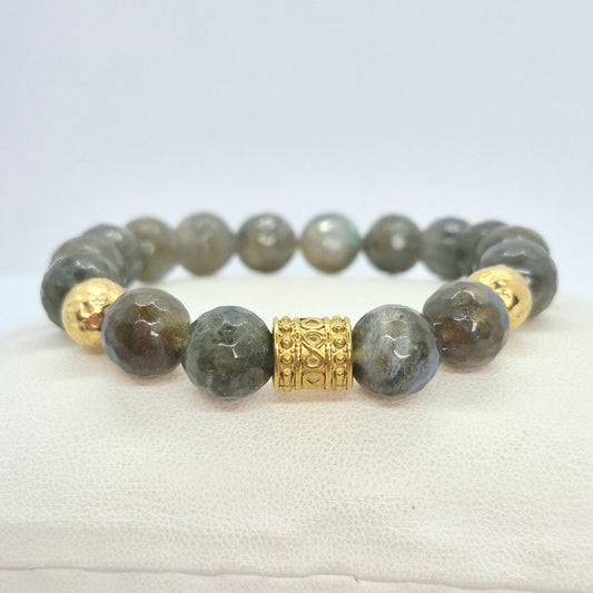 Natural Faceted Labradorite Bracelet in 10mm Stones