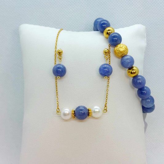Natural AAA Tanzanite Stone Set in Stainless Steel Gold Plated