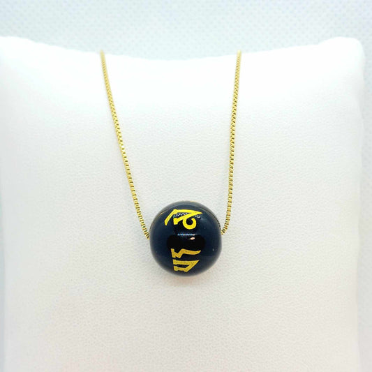 Natural Obsidian Choker Pendant with Gold Plated Stainless Steel Chain Necklace