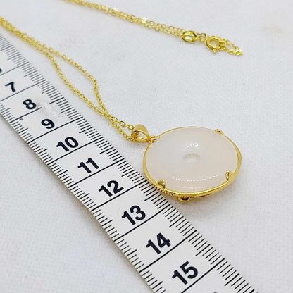 Natural White Hetian Jade with Dragon & Phoenix Pendant Necklace in Gold Plated Sterling Silver