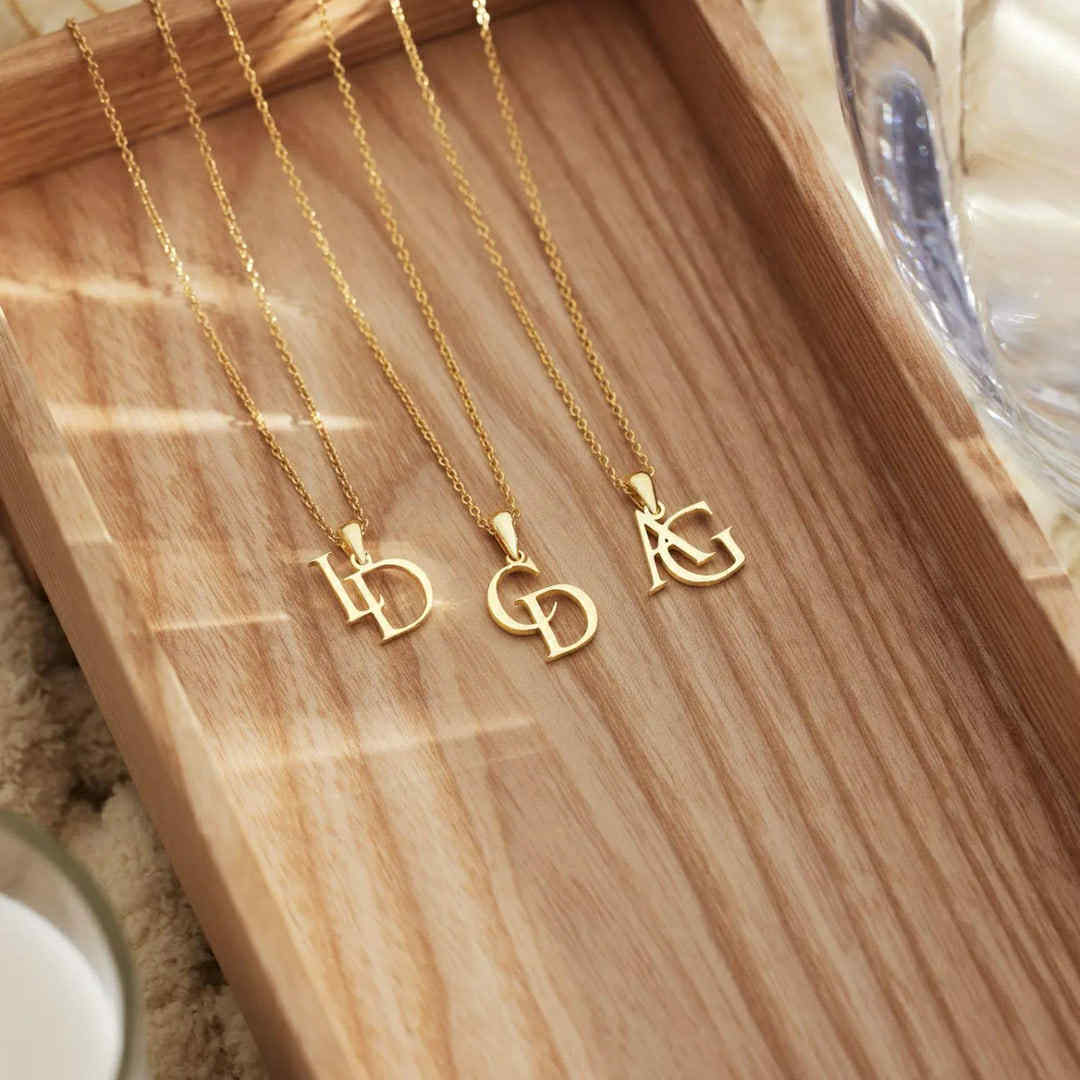 Customise your own - Two Initial Pendant In Stainless Steel with Chain Necklace