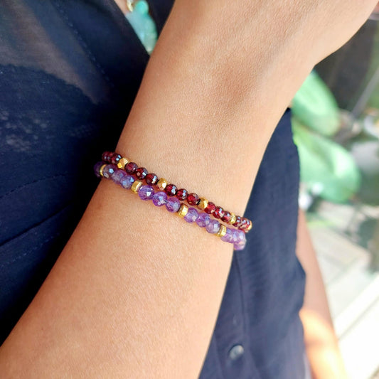Natural Amethyst Stone Bracelet with 4mm Stones
