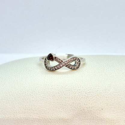 Infinity Ring in 925 Sterling Silver with Zircon Heart