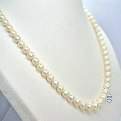 Natural Vintage Pearl Necklace Refurbished Perfect Round Pearls, Exceptional Quality