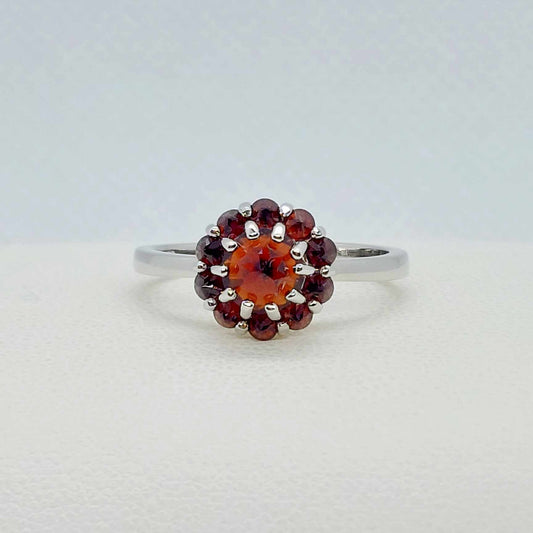 Natural Garnet Ring in Sterling Silver
