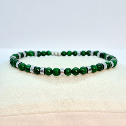 Natural South China Jade Bracelet in 4 and 6mm Stones for Men