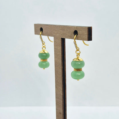 Natural Aventurine Earrings in Stainless Steel Gold Plated