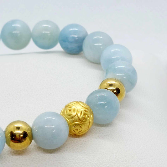 Natural Aquamarine Bracelet with 10mm Stones