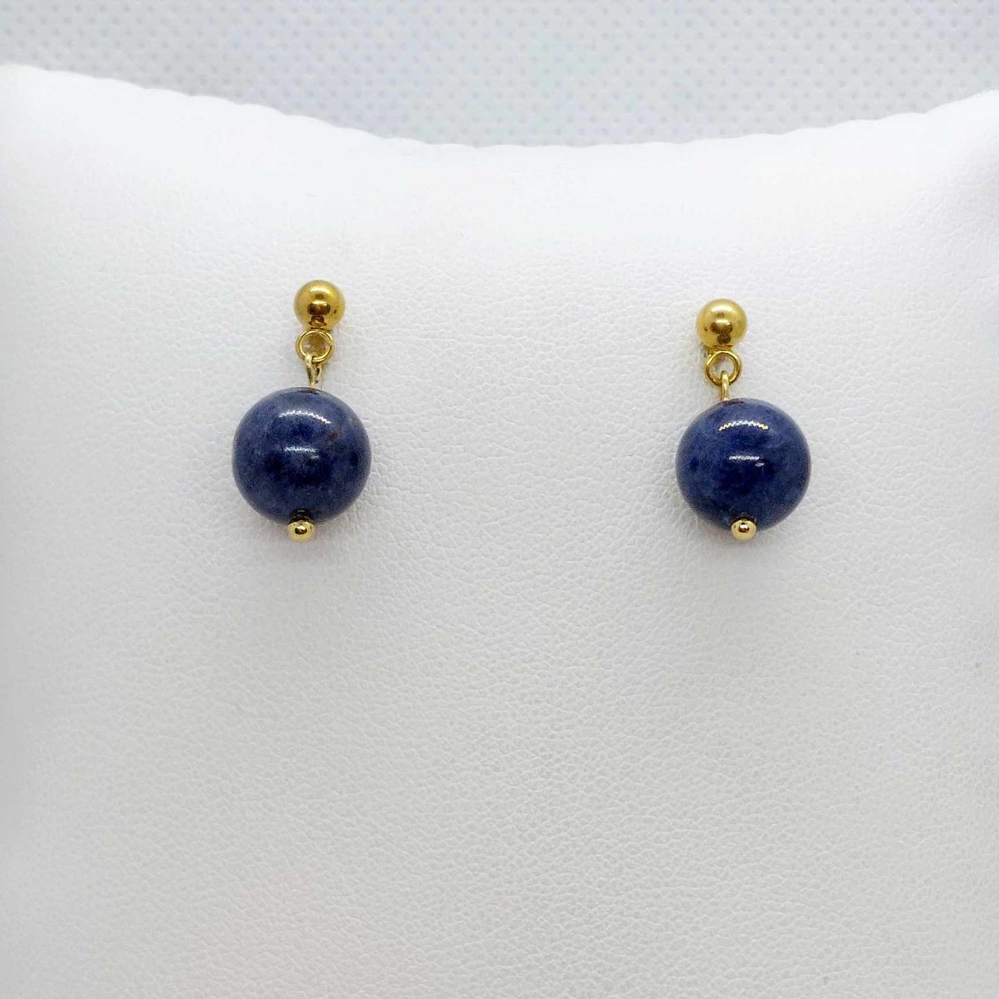 Natural Sapphire 10mm stones in Stainless Steel Gold Plated