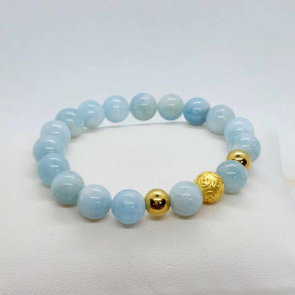 Natural Aquamarine Bracelet with 10mm Stones