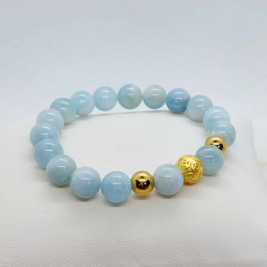 Natural Aquamarine Bracelet with 10mm Stones