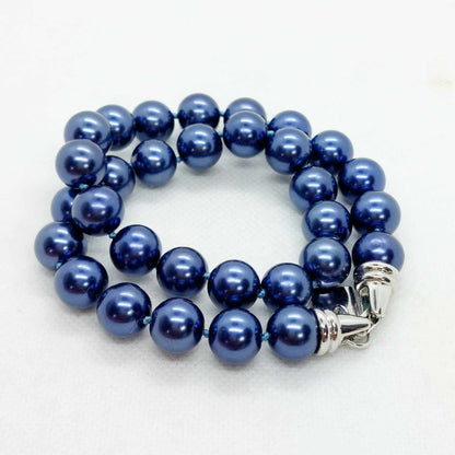 Blue Shell Pearl Choker Necklace in 12mm Stones 16inches
